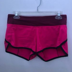 Two toned pink lulu lemon speed up shorts